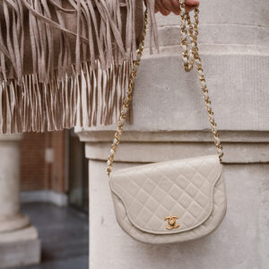 Chanel vintage mini flag bag in beige