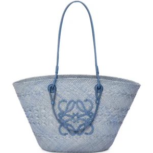 Loewe anagram rieten strandtas blauw