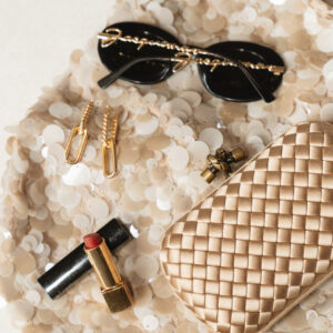 Bottega veneta intrecciato satin clutch bruin