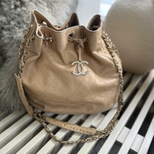 Vintage Chanel bucket tas beige